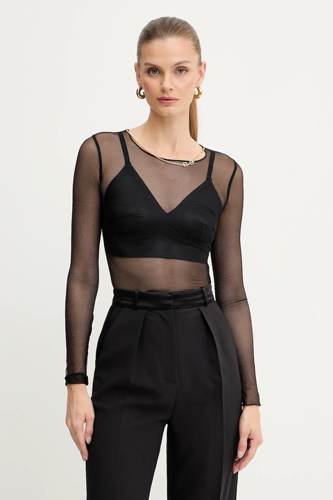 Elisabetta Franchi body damska kolor czarny gładka BO01457E2 - zdjęcie produktu nr 1