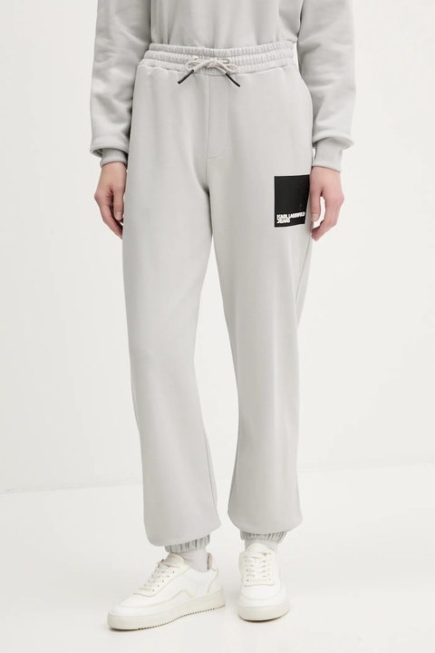 Karl Lagerfeld Jeans spodnie dresowe bawełniane kolor szary z nadrukiem A1W10004 - zdjęcie produktu nr 1