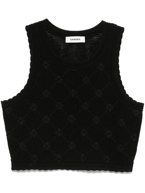 SANDRO floral-embroidered top - Black - zdjęcie produktu nr 1