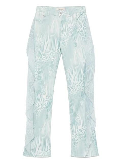 Blumarine flounce-detail printed jeans - Blue - zdjęcie produktu nr 1