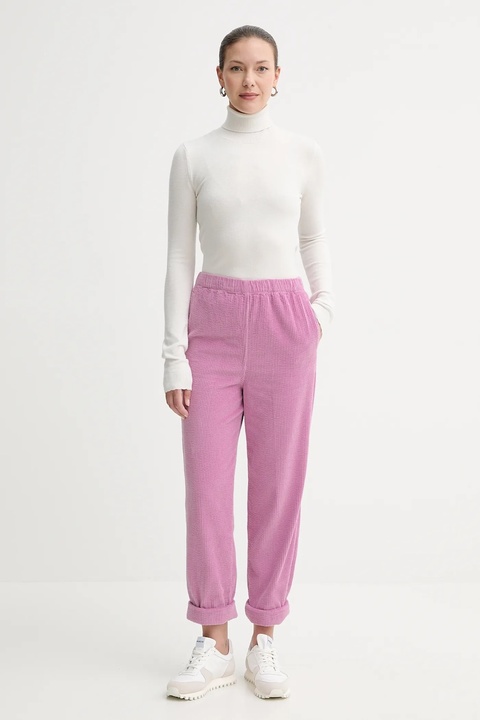 American Vintage spodnie sztruksowe kolor różowy proste high waist PADO137 - zdjęcie produktu nr 2