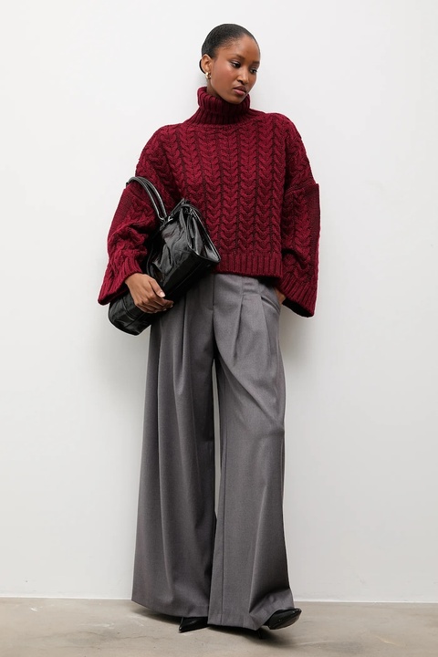 Answear.LAB sweter damski kolor bordowy z golfem - zdjęcie produktu nr 1