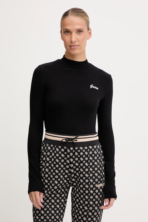 Guess longsleeve ALBA kolor czarny z półgolfem V5BP10 KCBF1 - zdjęcie produktu nr 1