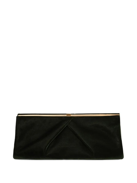 DRIES VAN NOTEN medium pleated-detail velvet clutch bag - Green - zdjęcie produktu nr 1
