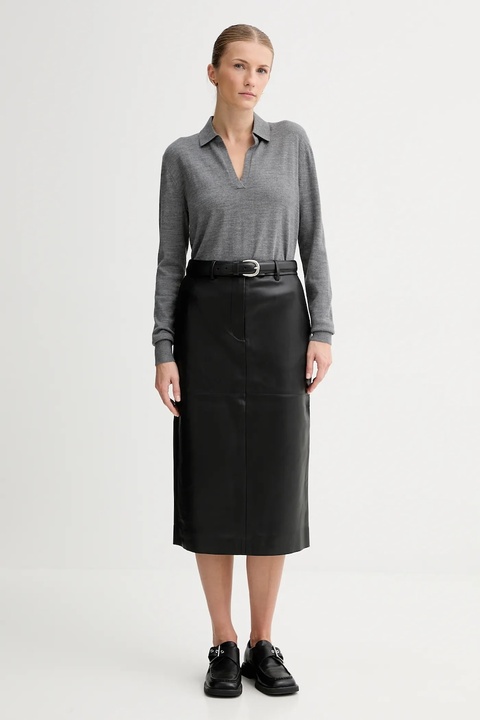 Calvin Klein sweter z dodatkiem wełny damski kolor szary lekki LV044A305G - zdjęcie produktu nr 1