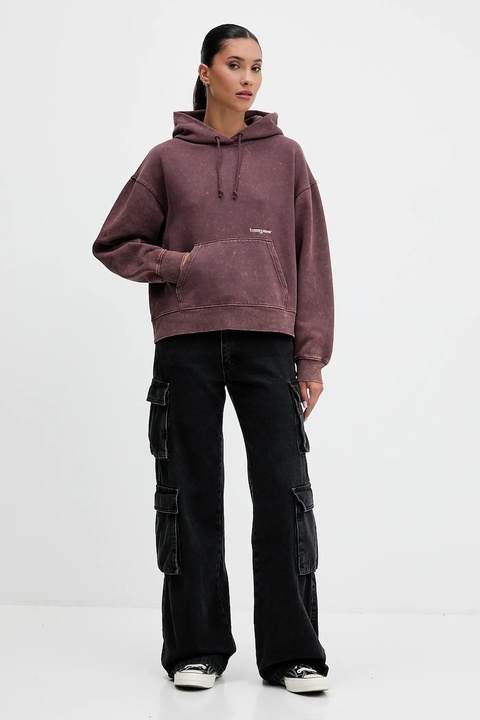 Tommy Jeans bluza damska kolor brązowy z kapturem gładka DW0DW21609 - zdjęcie produktu nr 2