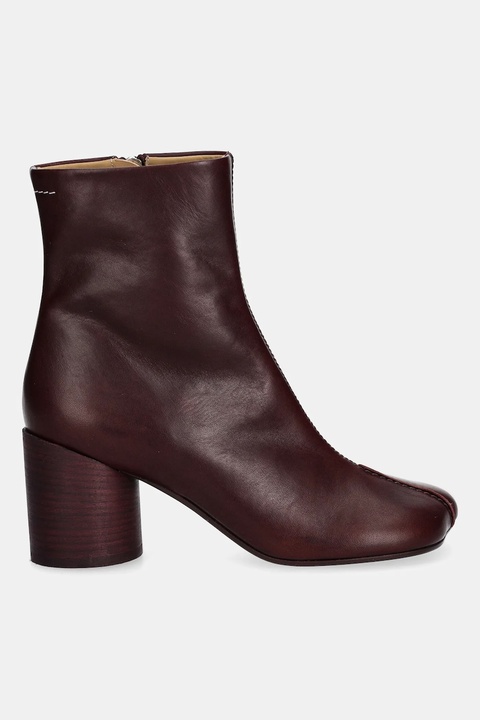 MM6 Maison Margiela botki skórzane damskie kolor bordowy na słupku S59WU0260.P5000.T2353 - zdjęcie produktu nr 2