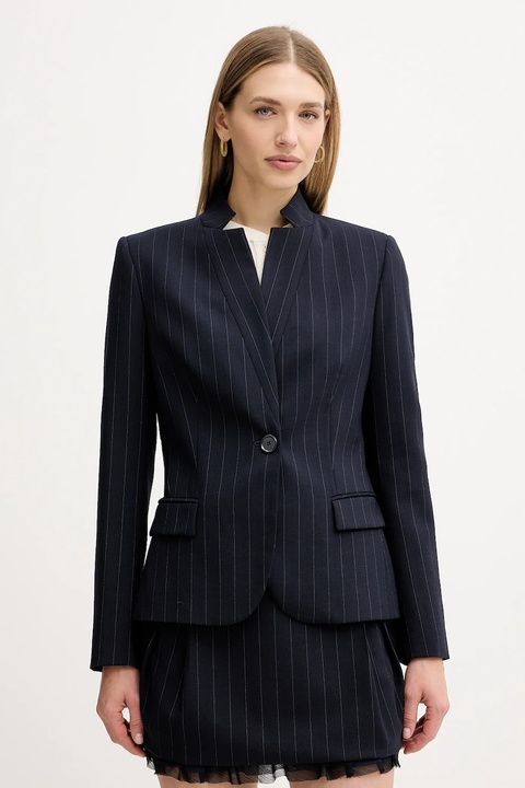 Pinko marynarka z dodatkiem wełny kolor granatowy jednorzędowa wzorzysta 105626 A2QY - zdjęcie produktu nr 1