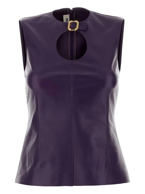 Miu Miu cut-out detailing leather top - Purple - zdjęcie produktu nr 2