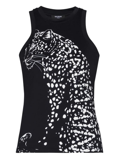 Balmain leopard-print halterneck top - Black - zdjęcie produktu nr 1