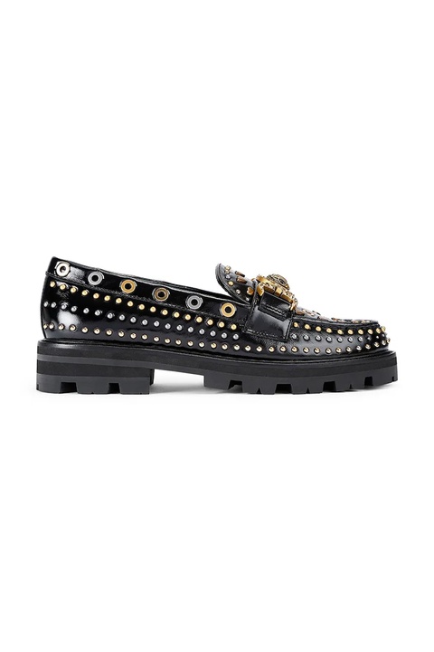 Kurt Geiger London mokasyny skórzane Mansion Stud Loafer damskie kolor czarny na płaskim obcasie 4737405309 - zdjęcie produktu nr 1