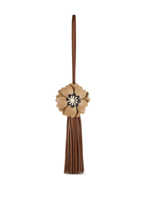 Miu Miu flower-embellished leather bag charm - Brown - zdjęcie produktu nr 1
