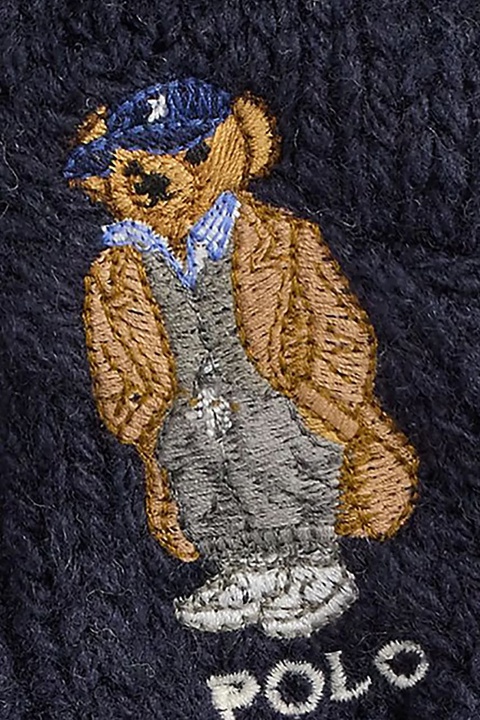 Polo Ralph Lauren szalik wełniany damski kolor granatowy z aplikacją 455981434 - zdjęcie produktu nr 2