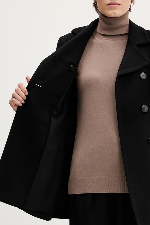 Sisley płaszcz kolor czarny 2OUALN05Z - zdjęcie produktu nr 2