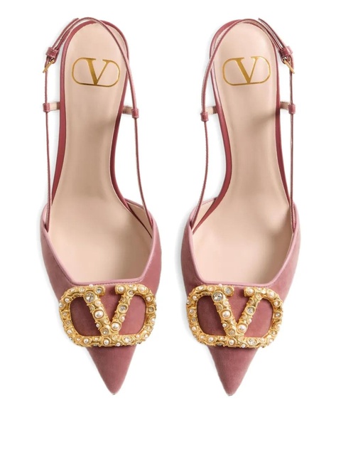 Valentino Garavani 80mm VLogo Signature embellished pumps - Pink - zdjęcie produktu nr 2