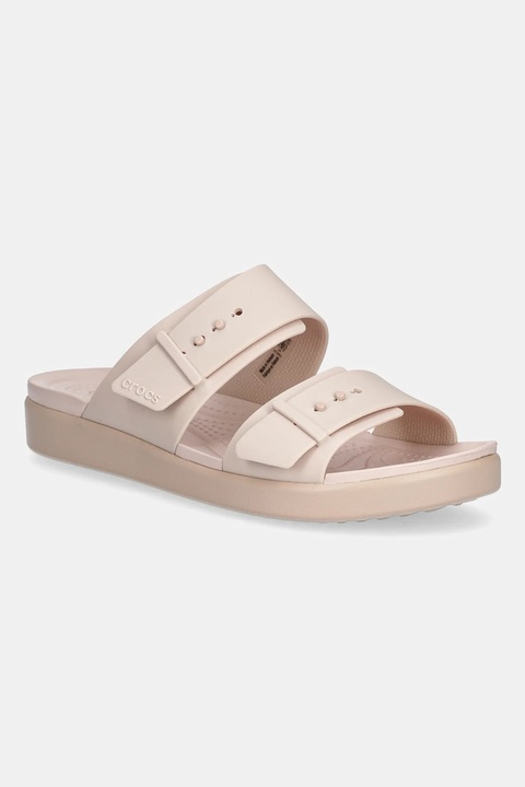Crocs klapki Brooklyn Buckle Low damskie kolor różowy na platformie 211215 - zdjęcie produktu nr 1