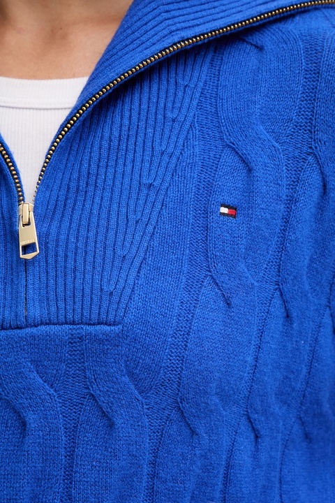 Tommy Hilfiger sweter wełniany damski kolor niebieski WW0WW46425 - zdjęcie produktu nr 2