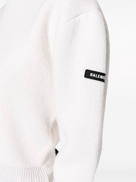 Balenciaga logo-patch stretch-wool jumper - White - zdjęcie produktu nr 2