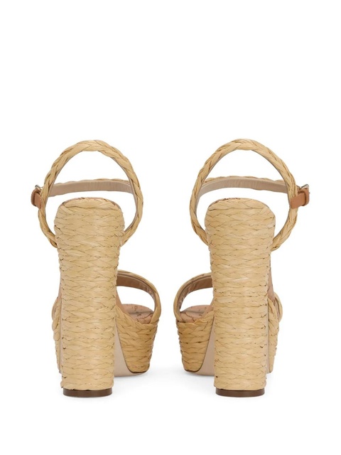 Dolce & Gabbana 145mm raffia platform sandals - Neutrals - zdjęcie produktu nr 2