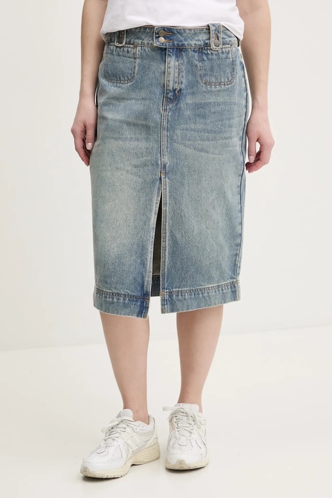 Guess Originals spódnica jeansowa kolor niebieski midi prosta W5RG35 D4XY0 - zdjęcie produktu nr 1