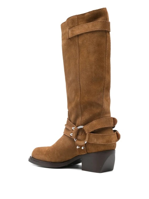 SANDRO buckle-detail suede boots - Brown - zdjęcie produktu nr 2