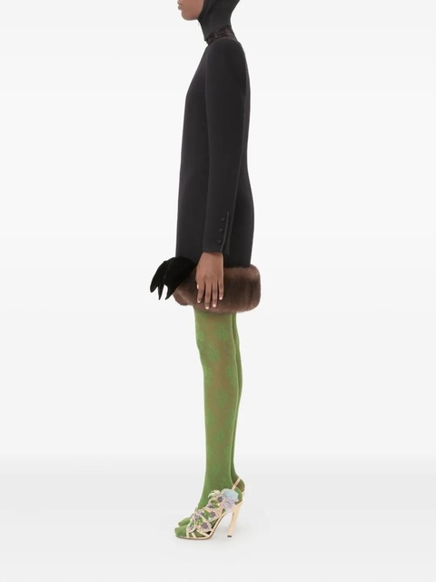 Valentino Garavani shearling-trim mini dress - Black - zdjęcie produktu nr 2