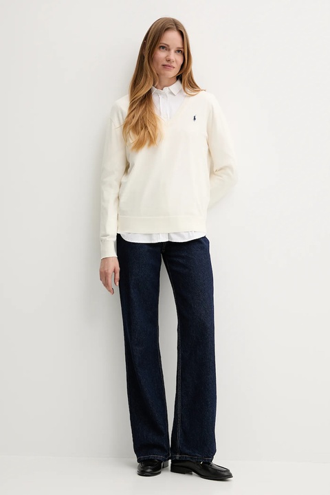 Polo Ralph Lauren sweter bawełniany damski kolor beżowy lekki 211972105 - zdjęcie produktu nr 2
