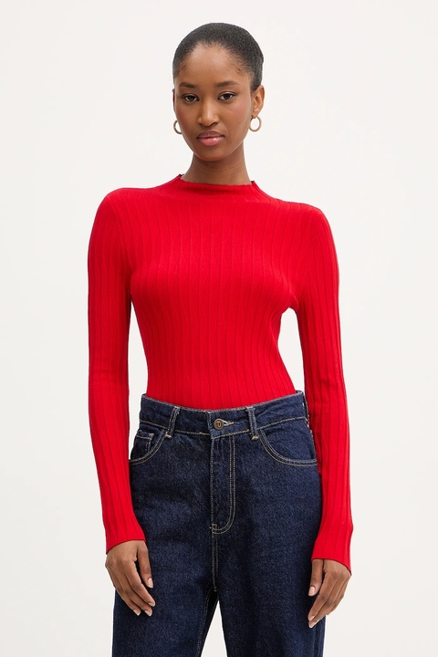 Morgan sweter damski kolor czerwony lekki z półgolfem MROYA - zdjęcie produktu nr 1
