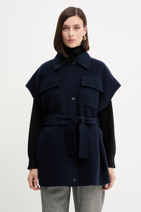 Weekend Max Mara bezrękawnik z wełną ELEGIA kolor granatowy przejściowy 2525276021600 - zdjęcie produktu nr 1