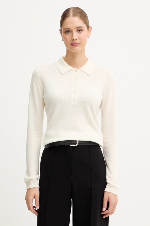 United Colors of Benetton sweter z dodatkiem wełny damski kolor beżowy lekki 102HD301H - zdjęcie produktu nr 1