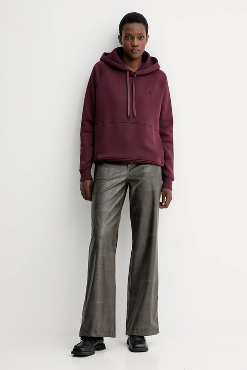 G-Star Raw bluza damska kolor bordowy z kapturem gładka D21255-C235 - zdjęcie produktu nr 2