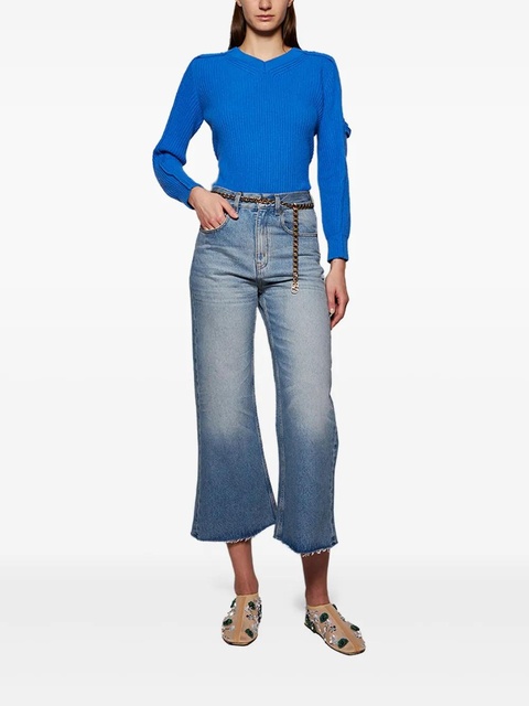 Victoria Beckham V-neck knitted sweater - Blue - zdjęcie produktu nr 1