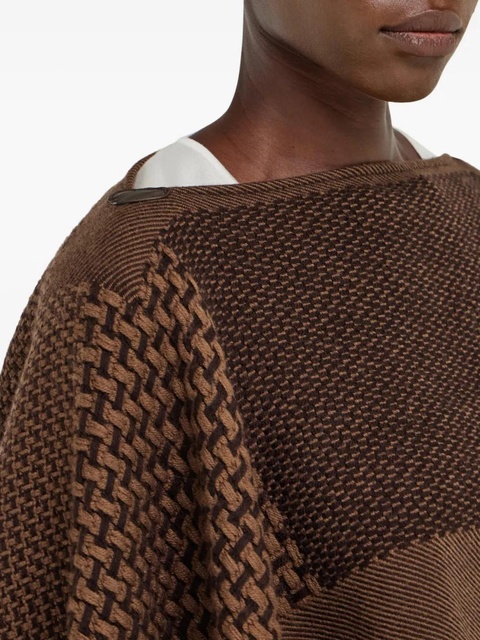 Ferragamo jacquard patchwork cape - Brown - zdjęcie produktu nr 2