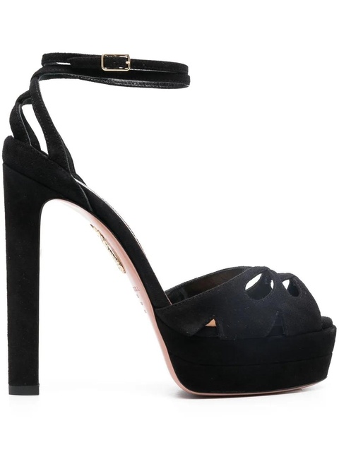 Aquazzura 140mm suede platform sandals - Black - zdjęcie produktu nr 2
