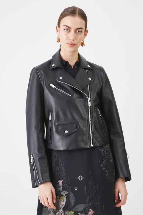 Medicine kurtka biker skórzana kolor czarny przejściowa - zdjęcie produktu nr 1