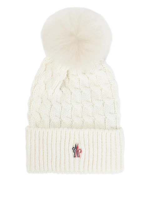 Moncler Grenoble cable-knit pom-pom beanie - White - zdjęcie produktu nr 1