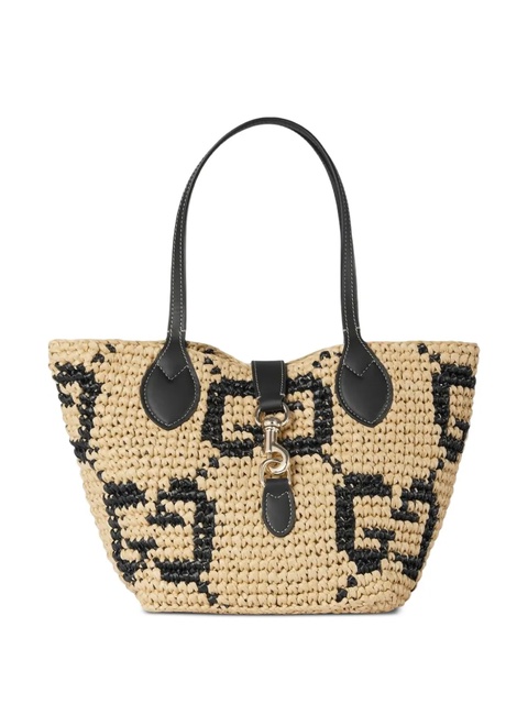 Gucci small raffia GG pattern tote bag - Neutrals - zdjęcie produktu nr 2