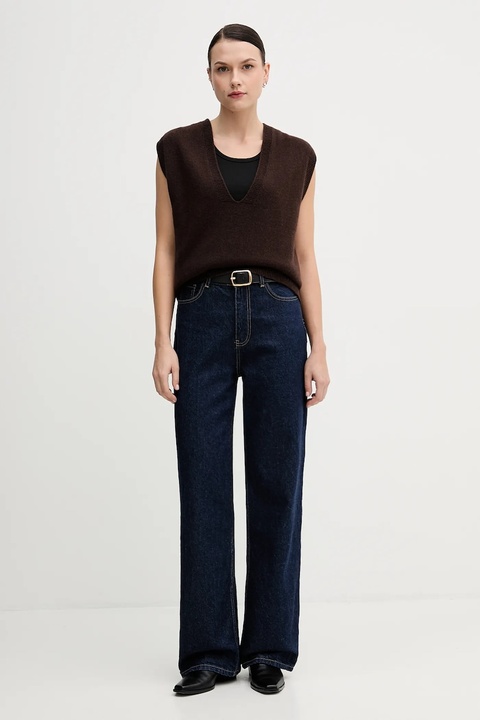 Sandro Ferrone kamizelka wełniana damski kolor brązowy S9YBFNICO - zdjęcie produktu nr 2