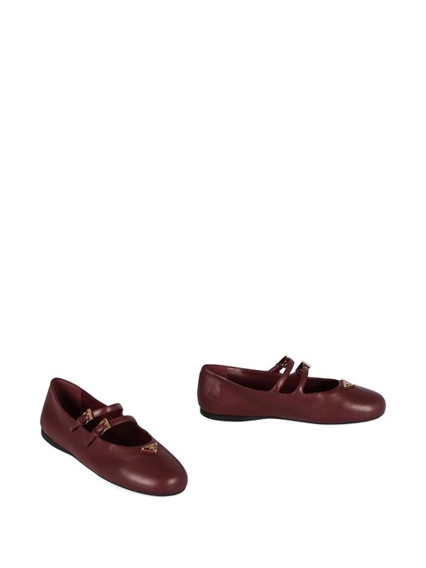 Prada double-buckle leather ballet flats - Red - zdjęcie produktu nr 2