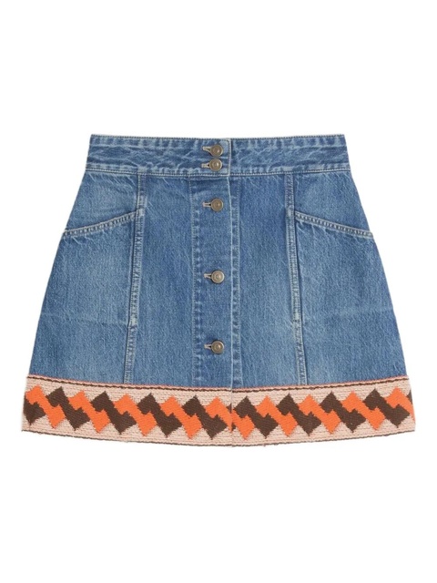 Valentino Garavani jacquard-trim denim mini skirt - Blue - zdjęcie produktu nr 1