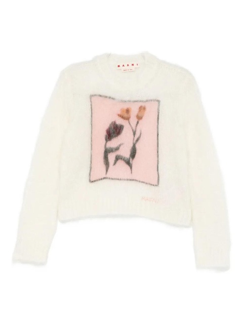 Marni floral-print round-neck sweater - White - zdjęcie produktu nr 1