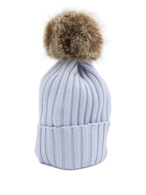 Moncler ribbed-knit pom-pom beanie - Blue - zdjęcie produktu nr 2