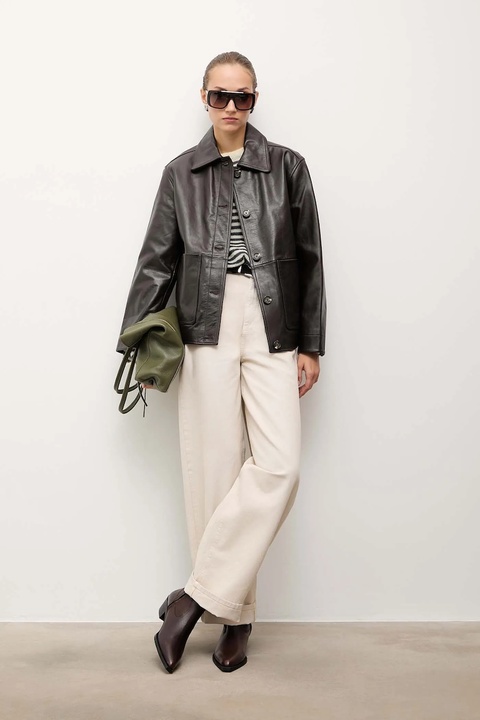 Answear.LAB botki skórzane kolor brązowy na słupku - zdjęcie produktu nr 2