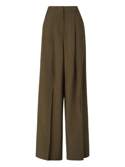 FENDI pleat-detail wide-leg trousers - Green - zdjęcie produktu nr 1