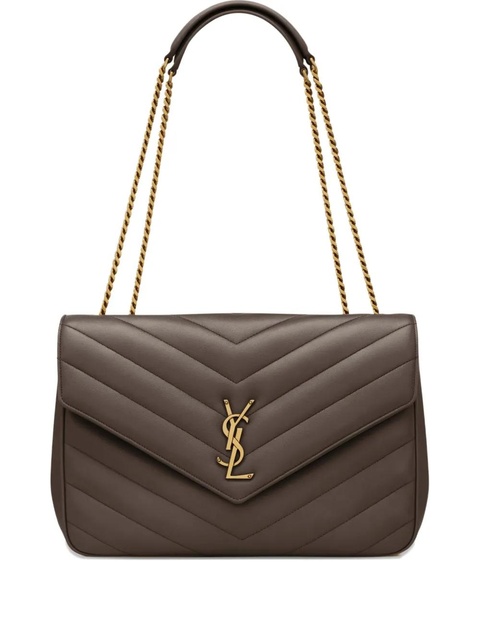 Saint Laurent Loulou large chevron chain shoulder bag - Grey - zdjęcie produktu nr 1