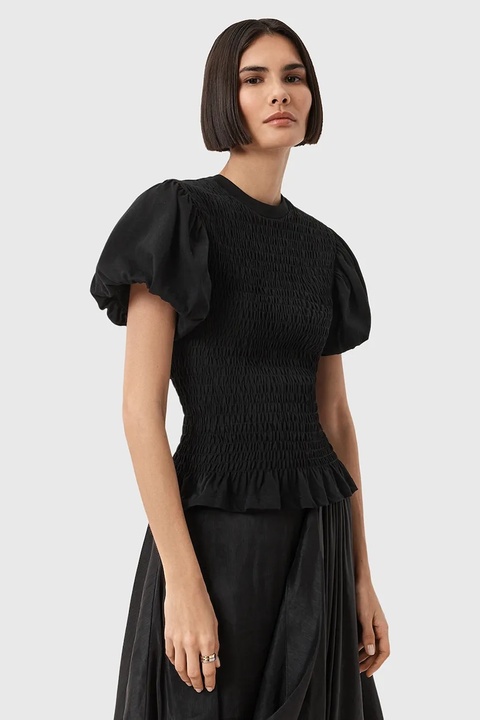 AllSaints bluzka DAEL damska kolor czarny gładka W013JD - zdjęcie produktu nr 1