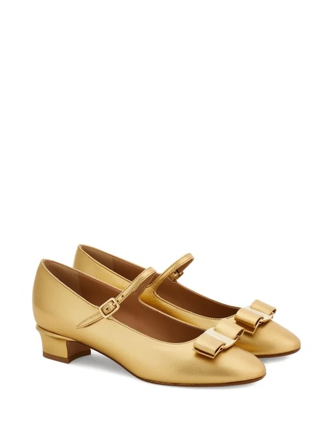 Ferragamo 30mm Mary Jane Vara bow pumps - Gold - zdjęcie produktu nr 2
