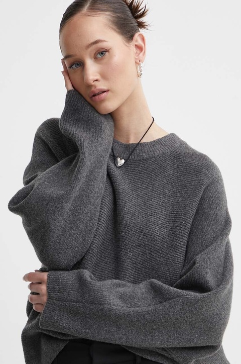 Abercrombie & Fitch sweter z domieszką wełny damski kolor szary - zdjęcie produktu nr 2