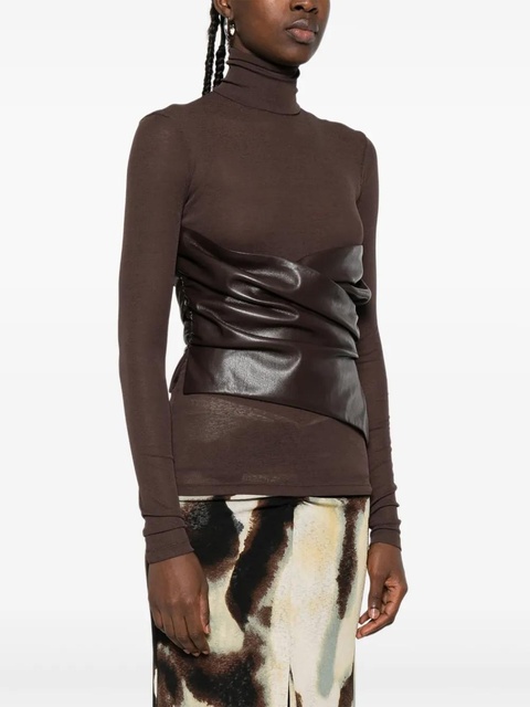 Nanushka draped-panel turtleneck top - Brown - zdjęcie produktu nr 1