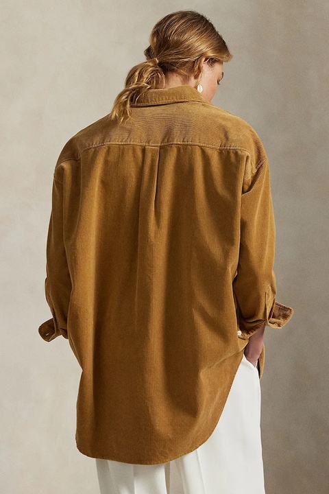 Polo Ralph Lauren koszula sztruksowa damska kolor beżowy relaxed z kołnierzykiem klasycznym 211971525 - zdjęcie produktu nr 1